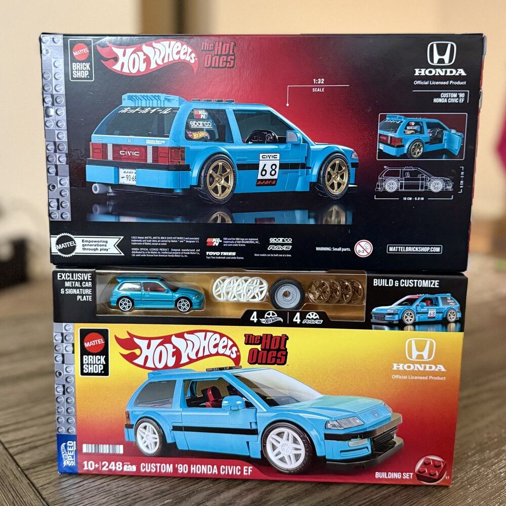 Mattel Brick Shop Hot Wheels Custom 90 Honda Civic EF Building Toy Kit 248pc New
